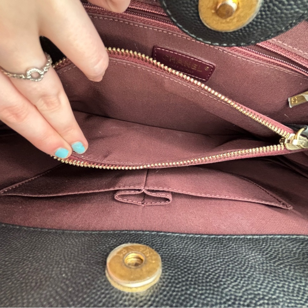 Chanel Dark Navy and Gold Accents Quilted Tote Bag - Picture 12 of 13